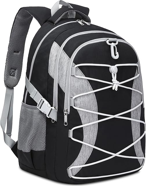BLUEFAIRY Large Backpack for Boys Girls Middle High School Black/Gray