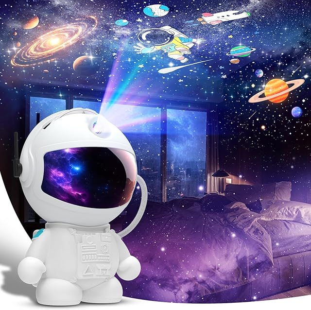 Astronaut Planetarium Projector for Bedroom, 12 Image Discs, Galaxy Projector Star Night Light, Ceiling Mood Lighting, LED Space Galaxy Lamp, Kids Adults Room Decor