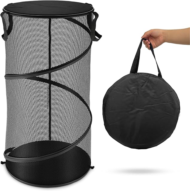 Eco Pathway Collapsible Mesh Laundry Basket – Lightweight, Breathable Foldable Washing Basket – Reinforced Handles – XL Capacity – for Home, Dorms, RVs, Apartments, Space Saving, Folding Design