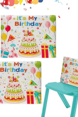ANPHSIN 2 pcs It's My Birthday Chair Covers for Classroom - Birthday Chair Seat Decorations for Kids Preschool Classroom Must Have Back to School Teacher Supplies Home Party