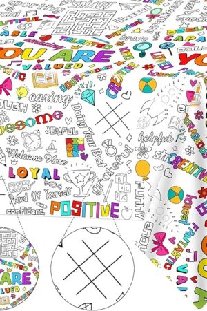 The Qyeahkj Giant Coloring Poster for Kids Positive Affirmations Large Coloring Tablecloth Jumbo DIY Inspirational Wall Coloring Decoration for Kids Classroom Home Birthday Party Supplies Favor
