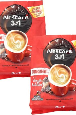 2 Packs Nescafé 3-in-1 ORIGINAL Premix Instant Coffee Single Serve Packets Total 50 Sticks