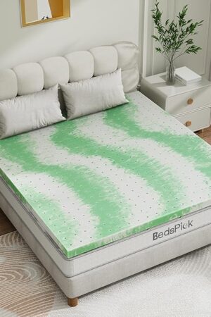 BedsPick Twin XL Mattress Topper - 2 Inch Gel-Infused Memory Foam Mattress PAD Twin Extra Long with Plush Feel & Pressure-Relieving Support - CertiPUR Certified for Home & Dorm Use