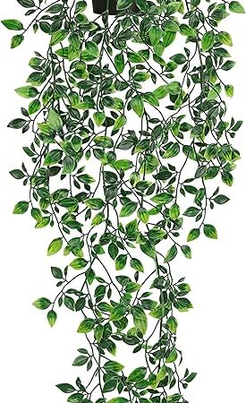 Der Rose 34'' Fake Hanging Plants Artificial Potted Plants Indoor and Outdoor for Office Living Room Bathroom Wall Shelf Decor (1Pack)