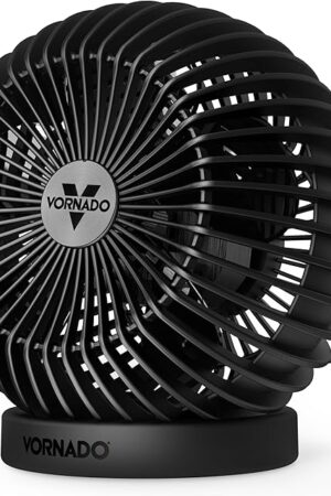 Vornado SPHERE Personal Adjustable Fan, Quiet Operation, Targeted Cooling Airflow, 2 Speed Settings, Manual Control, Detachable Base, Fan for Desktop, Nightstand, and Office, Black