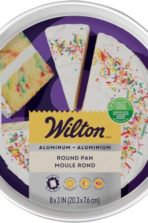 Wilton Aluminum Round Cake Pan, Extra-Deep Bakeware for Layered Cakes, Durable, Even Heating, Rust-Resistant, Professional Quality, 8 x 3 in, Packaging May Vary