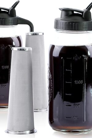 Cold Brew Coffee Maker Iced Coffee Maker 64 Oz Mason Jar Glass Pitcher