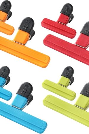8PCS Chip Bag Clips, HIA Stylish Wide Open Bag Clips for Food Storage, Heavy Seal Grip, Assorted Size (6"*3.3" for 4 and 3"*2.5" for 4)