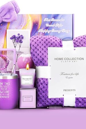 Birthday Gifts for Women, Self Care Gifts Get Well Soon Gifts,Lavender Spa Flannel Blanket Gift Set, Gift For Female Friend, Mom, Wife, Girlfriend, Sister, Teacher's Day Gift Her Birthday Gift