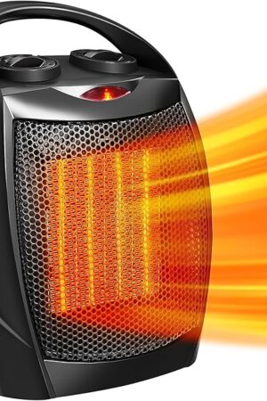 Antarctic Star Space Heater,Electric Portable Heater Fan for Indoor Use 750W/1500W ETL Certified Ceramic Small Mini Heater with Thermostat, Home Dorm Office Desktop and kitchen,Black