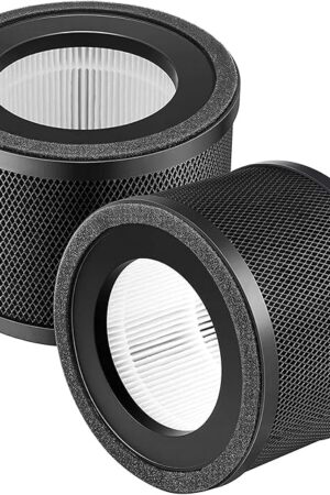 2 Pack HEPA Replacement Filter, Compatible with TaoTronics TT-AP001 and VAVA VA-EE014, 3-in-1 HEPA and Activated Carbon Filter