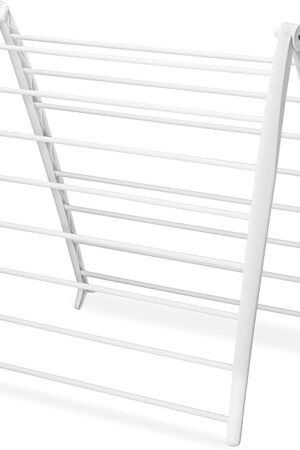 Whitmor Spacemaker Folding Drying Rack, Freestanding Indoor Clothes Dryer, Space Saving Compact Design, 6"L x 26"W x 51.5"H, White