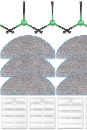 16 PCS Replacement Parts Compatible For iRobot Roomba Combo Essential Y0140, Y0110, Y0112, 104/105 Combo, Roomba Essential Vac 2 Q0520, Q0120, 1 Main Brush, 4 Side Brushes, 4 Hepa Filters, 6 Mops