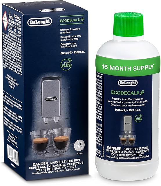 De'Longhi EcoDecalk Descaler, Eco-Friendly Universal Descaling Solution for Coffee & Espresso Machines, 16.90 oz (5 uses)