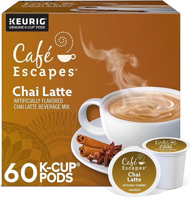 Café Escapes Chai Latte, Single-Serve K-Cup Pods, 60 Count