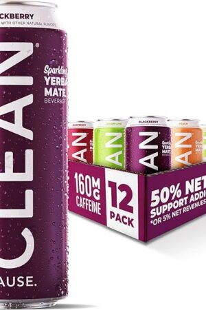 CLEAN Cause Yerba Mate Tea Variety Pack, Low Calorie, 16oz cans, 12-Pack Case