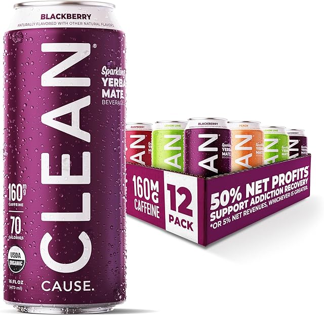 CLEAN Cause Yerba Mate Tea Variety Pack, Low Calorie, 16oz cans, 12-Pack Case