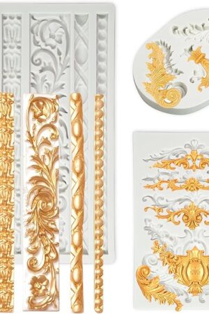 3 Packs Baroque Silicone Molds Scroll Silicone Baroque Mold Clay Molds Fondant Molds Border Fondant Mold Wedding Birthday Cake Decoration