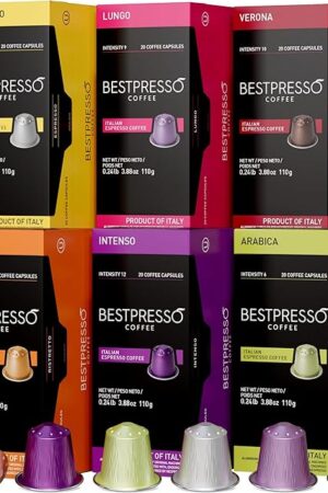 Bestpresso Coffee for Nespresso OriginalLine Machine 120 pods Certified Genuine Espresso Variety Pack, Pods Compatible with Nespresso OriginalLine