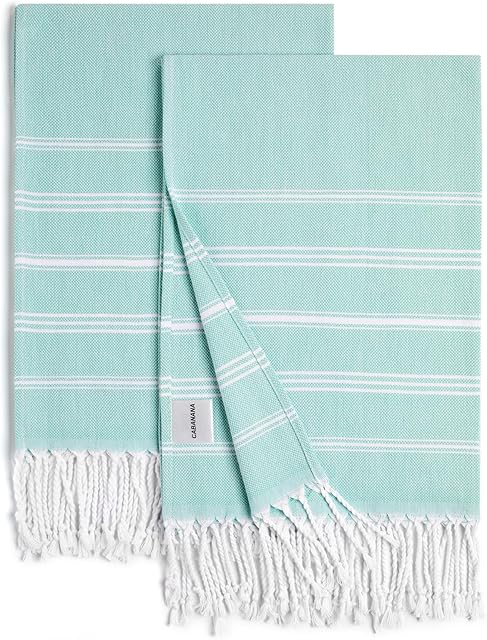 cabanana Hand Towels for Bathroom - 2-Pack,20x30 Inch-100% Cotton,Turkish Bathroom Hand Towels,Super Absorbent & Quick-Dry Soft for Bath, Kitchen, Spa, Face, Hair, Dishcloth (Aqua)