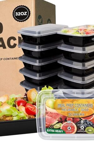 50 Pack- Meal Prep Containers 32oz, Plastic Food Prep Containers Reusable, Leakproof To Go Food Containers with Lids, BPA-Free, Microwave/Dishwasher/Freezer Safe