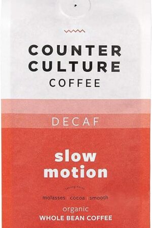 Counter Culture Coffee Slow Motion Decaf - Medium Roast, Organic, Sustainably Farmed, Kosher, Whole Bean Coffee, 12 oz (1 Bag)