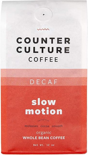 Counter Culture Coffee Slow Motion Decaf - Medium Roast, Organic, Sustainably Farmed, Kosher, Whole Bean Coffee, 12 oz (1 Bag)