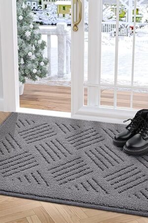 Door Mat Indoor Doormat,Front Back Door Mats Non Slip Entrance Rugs Rubber Backing,Inside Doormats for Entryway Low-Profile, Absorbent Resist Dirt Floor Mats Washable,20"x32"Grey