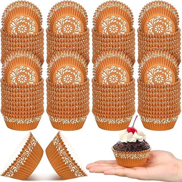 Vesici 800 Counts Cielito Lindo Baby Shower Party Decoration Mexican Clay Cupcake Liners Cielito Lindo Cupcake Wrapper Mexico Muffin Liner Papers Baking Cups for Wedding Baby Shower(Hollow Flower)