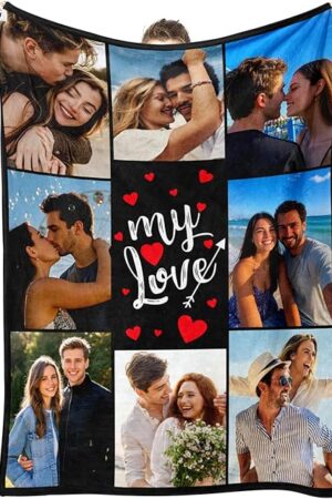 Custom Blanket with Picture Personalized Blanket Customizable Blanket Photo Blankets Customize Valentines Day Gifts for Her Him Girlfriend Boyfriend Wife