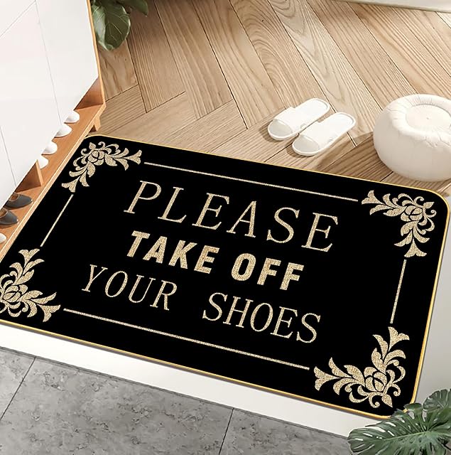Welcome Mats Mat for Entrance Indoor and Outdoor 17 x 29 Inch Black