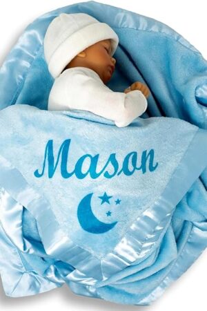 Custom Catch Personalized Baby Blanket for Boys - Blue