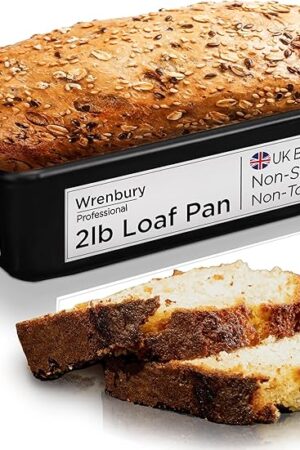 Wrenbury Large 2lb Loaf Pan for Baking Bread - Non Stick 2 lb Bread Pan - Banana Loaf Tin - Heavy Gauge Carbon Steel 2 Pound Cake Tray - 9.5"
