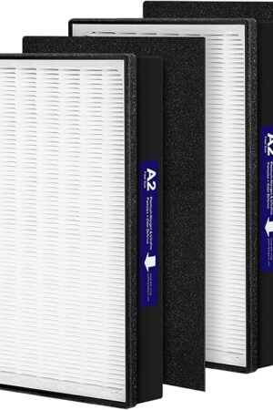 2 Pack A2 H13 HEPA Replacement Filter Compatible with 3M Filtrete Room Air Purifier Models FAP-C02-A2, FAP-C03-A2, FAP-T03-A2, Part # 1150101