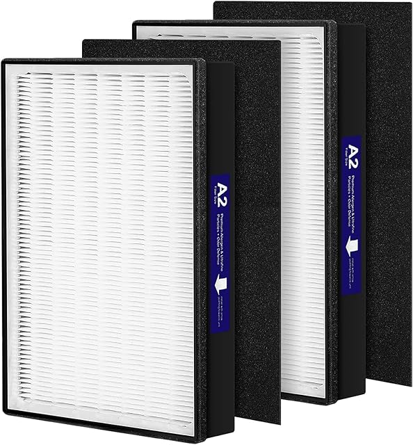 2 Pack A2 H13 HEPA Replacement Filter Compatible with 3M Filtrete Room Air Purifier Models FAP-C02-A2, FAP-C03-A2, FAP-T03-A2, Part # 1150101