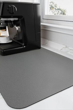Coffee Mat - Absorbent Hide Stain Rubber Backed Dish Drying Mat for Kitchen Counter - Bar Mats for Countertops Accessories Fit Under Coffee Maker Espresso Machine