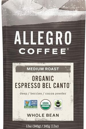 Allegro Coffee Organic Espresso Bel Canto Whole Bean Coffee, 12 oz(Pack of 1)
