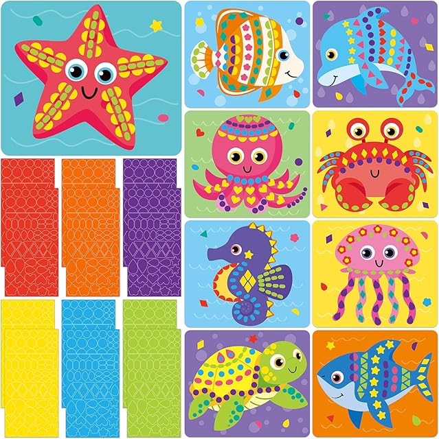 The Ocean Sea Animals 3D EVA Foam Sticker Mosaic Sticker Art Craft Activity for Kids Underwater Animals Preschool Learning Education Toys DIY Creative Gifts for Boys Girls Ages 4+ Toddler Birthday Party