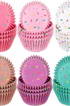 600 Pieces Cupcake Liners Colorful Paper Baking Cups Cupcake Wrappers Wraps Muffin Case Trays for Christmas Candyland Donut Party Decorations(Delicate Color)