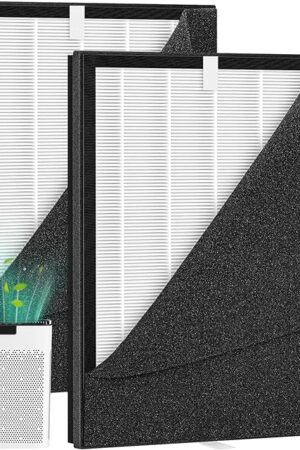 2 Pack KJ190L Filter Replacement for MOOKA KJ190L Air Puri-fier for Home Large Room 2200 Ft², 3 Stage Filtration for Smoke Dust Pollen Pets Hair Dander Odor, 2 HEPA Filters and 4 Washable Pre-Filters