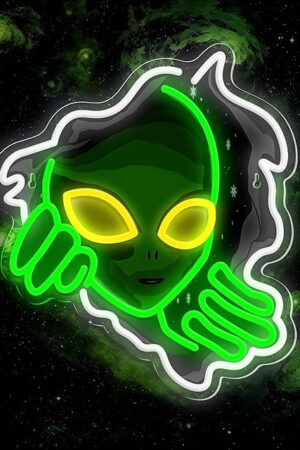 Alien Neon Sign,Dimmable Green Alien Led Neon Lights for Wall Decor Game Room Home Bar Party Bedroom Man Cave Decor,USB Powered Alien Light up Sign Gifts for Kids Teen Boy Room Decor