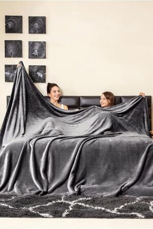 COOVA Oversized King Fleece Blanket 120x120 inches, Soft Cozy Warm Giant Extra Large 10'x10' Blanket for Bed, Sofa, Couch,Travel, Camping, California Huge Flannel Big Throw Blanket, Dark Grey