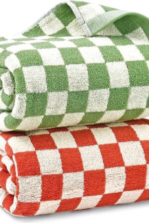 Bath Towels Shower Towels 2 Pack 55" x 27.5" Orange + Green