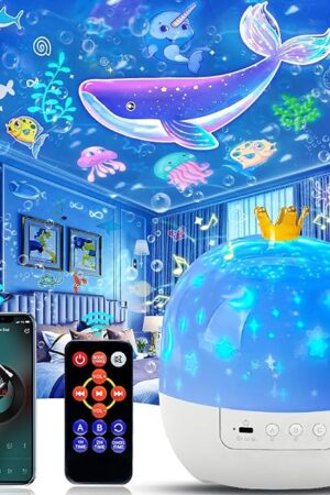 21 Sets of Films, Projector Night Light for Kids Bedroom, Ceiling, Remote Control & Bluetooth Speaker, Baby Night Light Projector, Star Galaxy Projector for Baby Girls, Christmas, Nursery, Room Decor