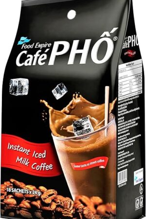 Cafe Pho Vietnamese 3in1 Instant Coffee Mix, Iced Milk Coffee, Cafe Sua Da, Single Serve Coffee Packets, Bag of 18 Sachets, Pack of 1-15 Months Shelf Life