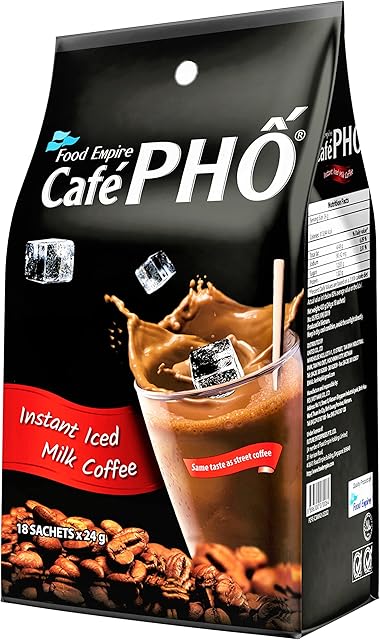 Cafe Pho Vietnamese 3in1 Instant Coffee Mix, Iced Milk Coffee, Cafe Sua Da, Single Serve Coffee Packets, Bag of 18 Sachets, Pack of 1-15 Months Shelf Life