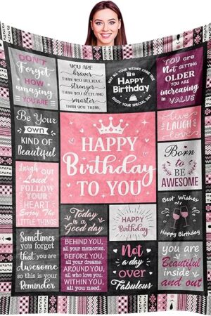 Birthday Gifts for Women Girls Throw Blanket 60"X50", Happy Birthday Decorations for Women, Gifts for Women Birthday Unique, Womens Birthday Gift Ideas for Her Friend Mom Sister Grandma Wife