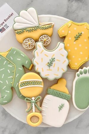 Baby Shower Cookie Cutters 7-Pc Set Made in USA by Ann Clark, Onesie, Bib, Rattle, Bottle, Carriage, Foot, Footie PJs
