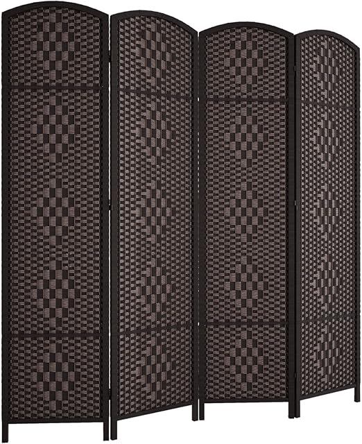 Rose Home Fashion 6 ft Tall Room Divider, Room Dividers and Folding Privacy Screens, 15.7in Privacy Screen 4 Panel Partition Temporary Wall Separation for Private, Dark Coffee