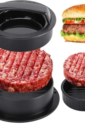 Burger Press Hamburger Patty Maker Slider Press Stuffed Burger Patty Press Regular Burger Patties Cookery Mold 3 in 1 Non Stick Kitchen Barbecue Tool